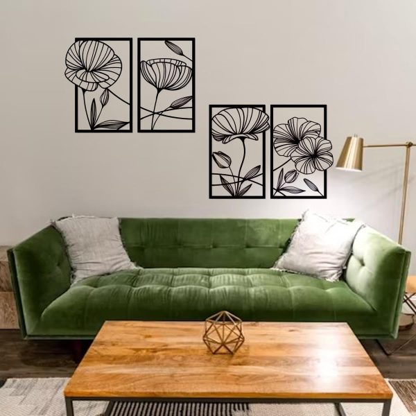 factory direct tinbeceie 4 pieces wall decor black metal wall art minimalist metal flowers wall decor room bedroom bathroom kitchen line art wall decor volume discount