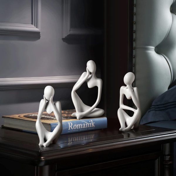 dropship from factory brownlove 3pcs decor white thinker statue abstract art sculpture，resin collectible figurines for home living room office shelf decoration mass production supply