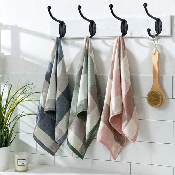 competitive pricing zeyu wall hooks,10pcs coat hooks hardware towel hooks for hanging coats double no rust black robe hooks wall mounted with screws for key, towel, bags, cup, hat one-stop wholesale