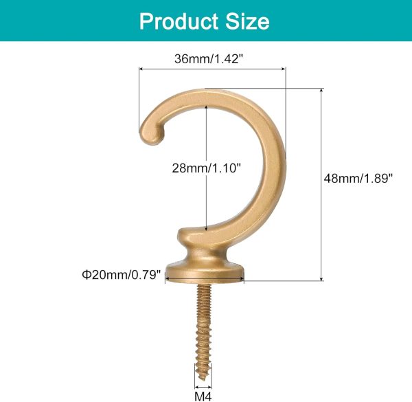 bulk purchase uxcell 4pcs curtain holdback, aluminum alloy wall mounted curtain holders drapery tieback hooks for living room bedroom office (gold) factory discount