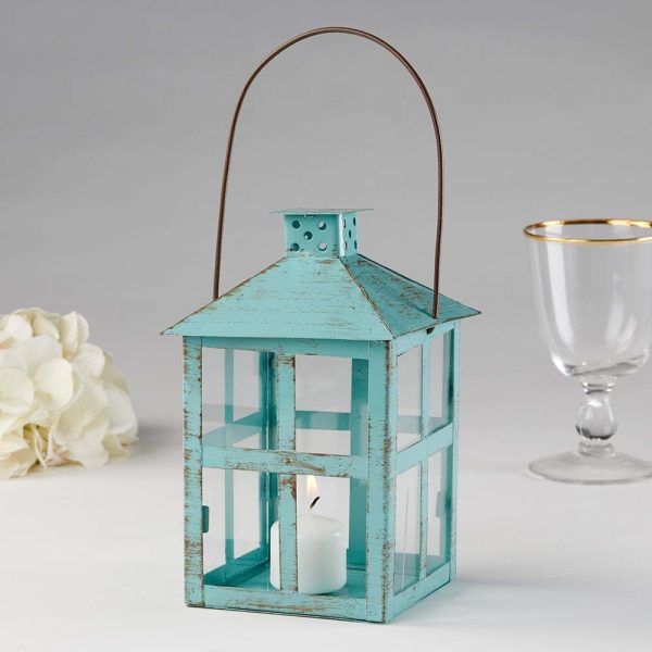 custom wholesale kate aspen vintage blue distressed large rustic lantern, 7.5 inch oem/odm services