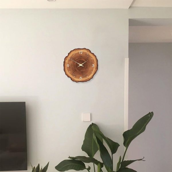 bulk purchase xnm wood wall clock for living room decor - rustic wall clocks battery operated 12 inch - brown annual ring wall clock non ticking (mdf no solid wood) trade price