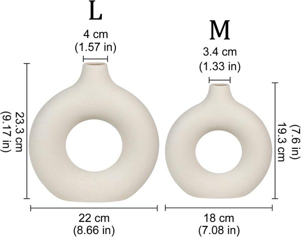 oem/odm services white ceramic vase, modern vase for minimalist decor, hollow round matte pampas flower vases for boho home wedding party room dinner table shelf decor (2pcs) affordable bulk deals