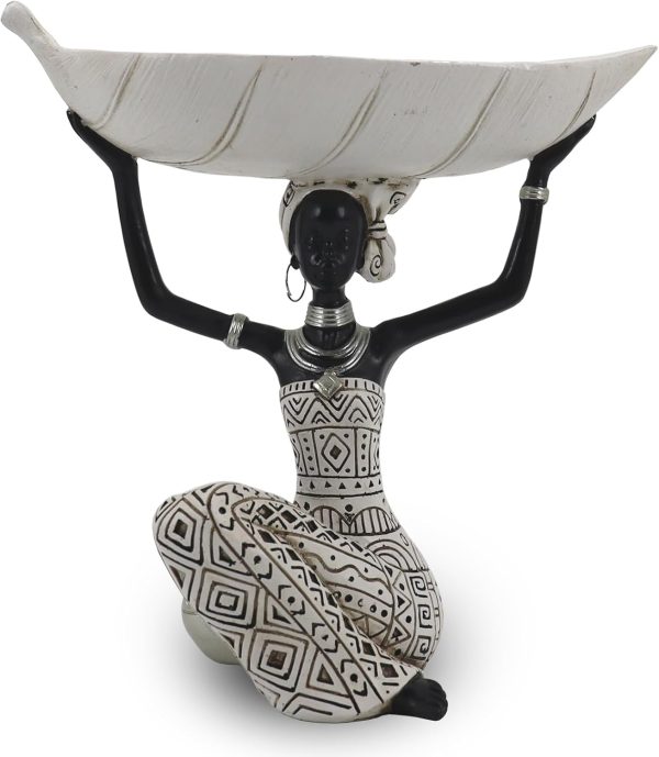 dropship from factory african tribal lady holders figurine, african statue home decoration, sculptures table top bookshelf decor for wedding,church,holiday decor-african decorative white color(313-b) mass production supply