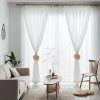 bulk purchase 2 pack boho curtain tiebacks,hand knitting cotton curtain holdbacks with adjustable natural wooden bead,double leaves farmhouse theme curtain tie backs, for indoor outdoor drapes decorative,(apricot) factory discount