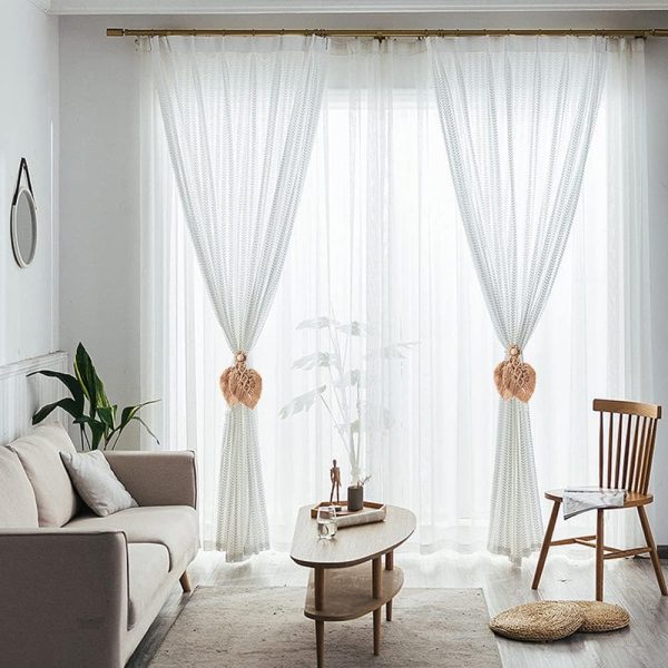bulk purchase 2 pack boho curtain tiebacks,hand knitting cotton curtain holdbacks with adjustable natural wooden bead,double leaves farmhouse theme curtain tie backs, for indoor outdoor drapes decorative,(apricot) factory discount