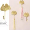competitive pricing morobor decorative leaves iron hooks,4pcs ginkgo leaf shape wall mounted hooks modern key holder wall mounted gold single prong hat hanger home office nursery room decoration one-stop wholesale