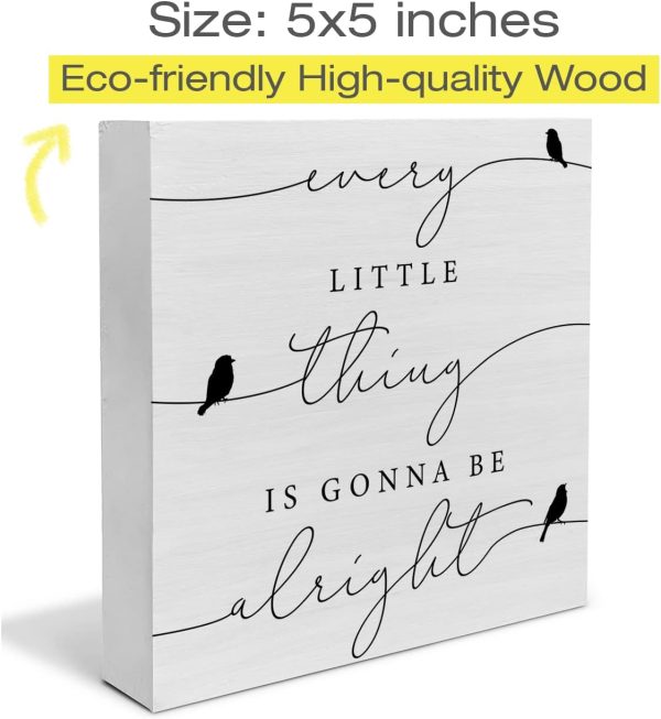 bulk purchase every little thing is gonna be alright birds wooden box sign farmhouse wood box sign spring art blocks desk shelf tabletop home decor 5 x 5 inch trade price