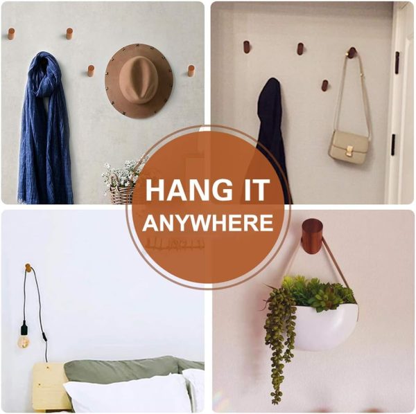 competitive pricing wood wall hooks, 4 pack coat hooks mounted rustic wooden heavy duty robe hook hat rack | for hanging bathroom towels clothes hanger (beech wood) one-stop wholesale