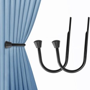 bulk purchase ohtomber 2pcs black curtain holdbacks - metal decorative curtain hooks for drapes, curtain tiebacks clips wall mounted curtain tie holders, curtain pull backs drapery hooks with screw for wall factory discount