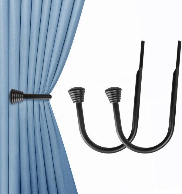bulk purchase ohtomber 2pcs black curtain holdbacks - metal decorative curtain hooks for drapes, curtain tiebacks clips wall mounted curtain tie holders, curtain pull backs drapery hooks with screw for wall factory discount