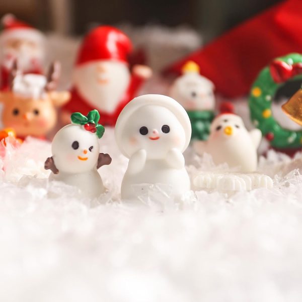 dropship from factory domestar 30pcs miniature christmas ornaments, mini resin christmas figurines miniature snowman figurines fairy garden for crafts advent calendar christmas ball fillers mass production supply