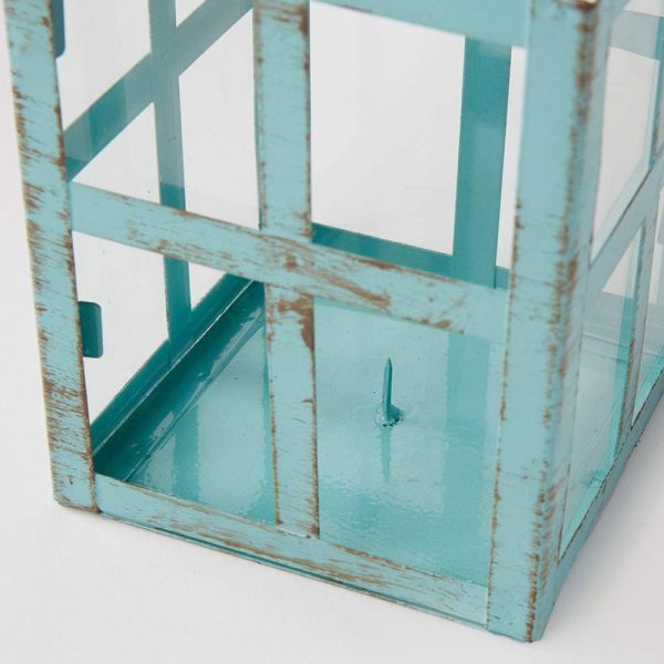 custom wholesale kate aspen vintage blue distressed large rustic lantern, 7.5 inch oem/odm services