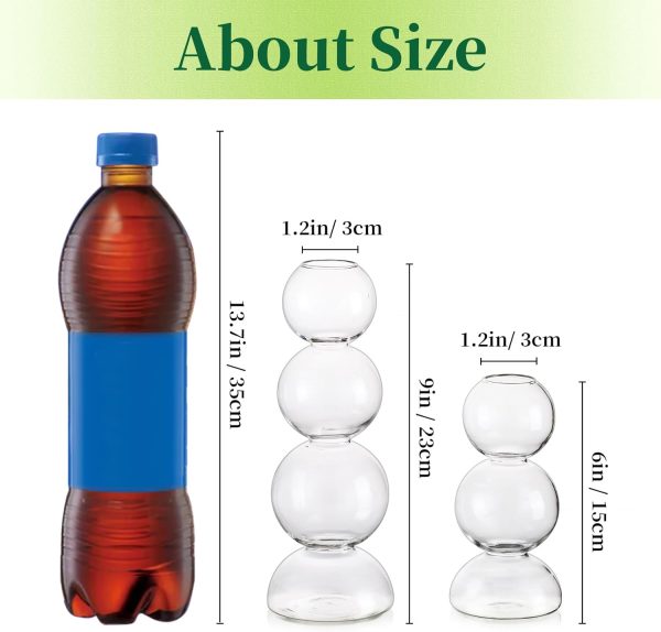 oem/odm services glass bubble vases for flowers, hewory 2pcs clear unique cute single flower vase for centerpieces, funky aesthetic vase skinny bud vase, cool groovy decor for home living room bedroom office tabletop affordable bulk deals