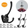 competitive pricing wall mounted coat hooks 5 pack heavy duty black hardware robe hooks decorative for single hanging coats towel cubicle classroom kitchen bath backpack hat hook one-stop wholesale