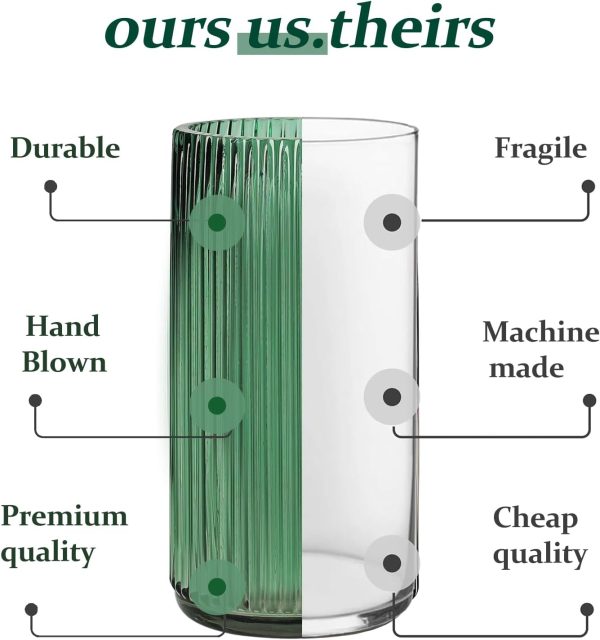 oem/odm services flower vase 7.6 inch green thickened glass vase for lego flowers,bookshelf,dinner table,office desktop,meeting room,bathroom,countertop,home christmas day decoration affordable bulk deals
