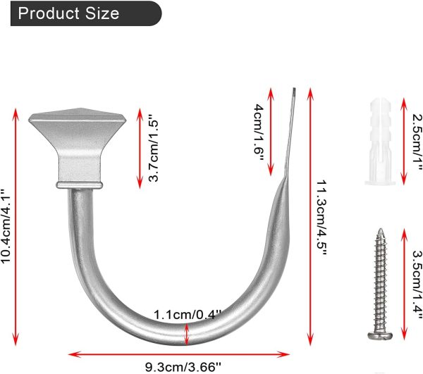 bulk purchase sumnacon set of 2 curtain holdbacks, wall mounted aluminum alloy window drapery tiebacks for bedroom livingroom office come with screws, silver factory discount