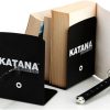 supplier direct book ends decorative, modern metal funny unique black dvd bookends for shelves, katana book stopper holder for office home, desk gifts book stands for men and book lovers wholesale prices