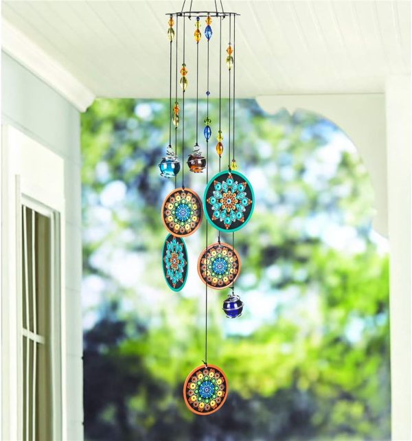 producer to buyer flower wind chimes outdoors with colorful glass beads deep tone memorial sympathy window garden hanging windchimes for outside discounted pricing