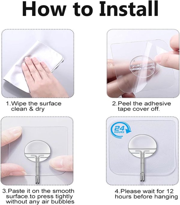 competitive pricing adhesive hooks for hanging heavy duty wall hooks self adhesive towel coat hooks waterproof transparent hooks for bathroom shower kitchen keys door outdoor home improvement utility hook 12 pack one-stop wholesale