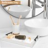 wholesale direct coffee table tray - large ottoman tray for living room - wood serving tray with handles(2 sets) - wooden tray for coffee table, 4 round coasters included, white bulk purchase at factory prices