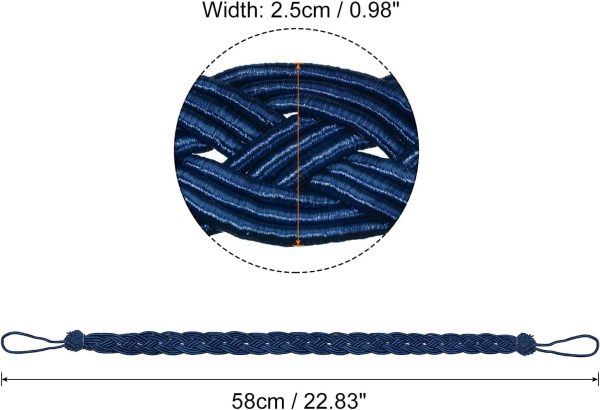 bulk purchase uxcell 2pcs curtain tiebacks, 58cm/23 braided drapery holdback holder decorative rope tie back with 2 metal hooks, navy blue factory discount