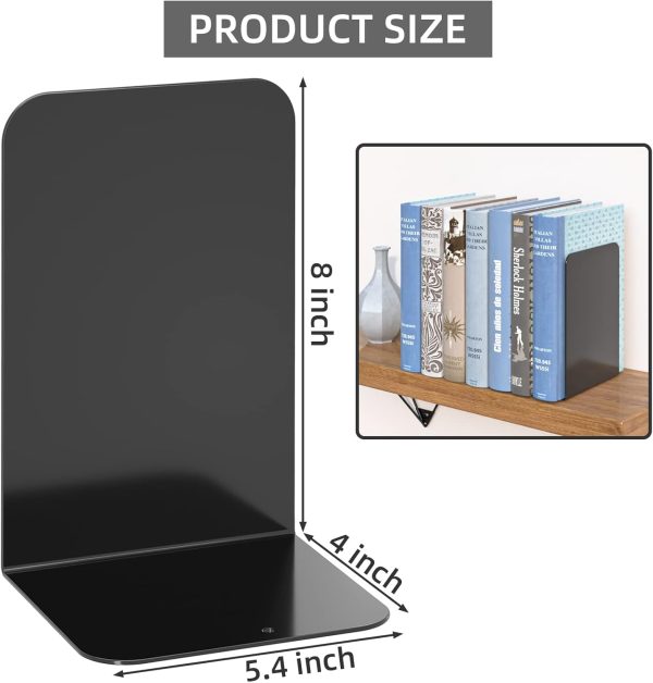 supplier direct vfine bookends 1 pair, bookends for shelves, metal black book ends for shelves, book ends for heavy books, book shelf holder for home office wholesale prices