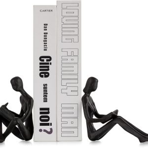 supplier direct sziqiqi book ends for shelves decorative - cast iron bookends for heavy books reading couple bookshelf decorative objects metal modern statue book stoppers sculpture gift for readers book lovers nerd wholesale prices