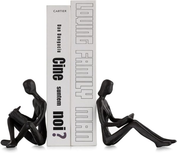 supplier direct sziqiqi book ends for shelves decorative - cast iron bookends for heavy books reading couple bookshelf decorative objects metal modern statue book stoppers sculpture gift for readers book lovers nerd wholesale prices