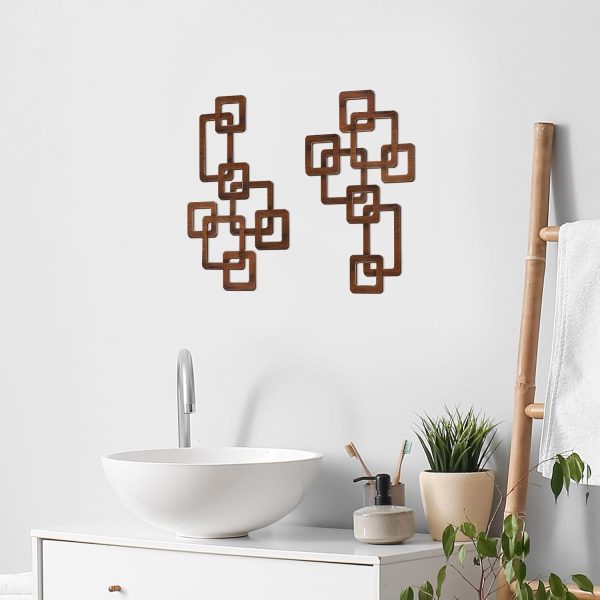 bulk purchase croblissful 2 pcs wooden mid century modern wall decor 3d mid century modern elegance wall accents vintage abstract geometric panels wall art for home room(classic style,brown) trade price