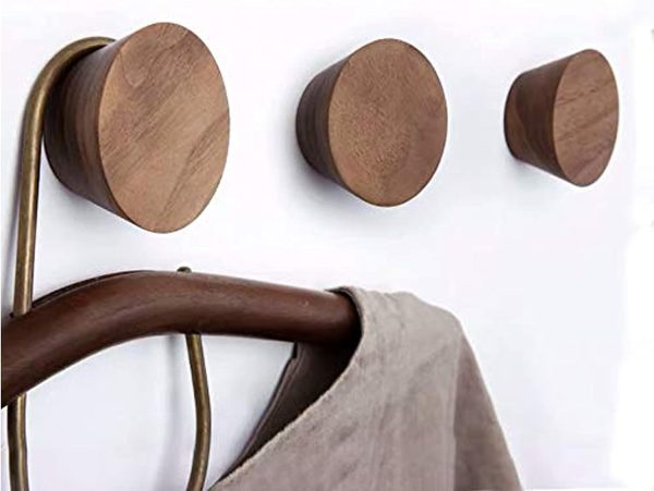 competitive pricing mykimono 3 piece natural 3 pcs, natural wooden coat hooks, wall mount single hat bag hooks, decorative cone hooks (black walunt) one-stop wholesale