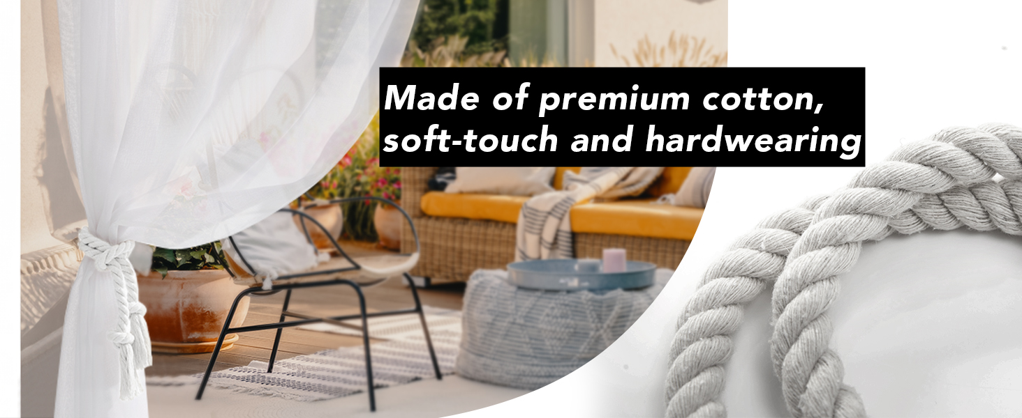 bulk purchase deconovo curtain tiebacks cotton rope for curtain drapes for home outdoor decor, decorative elegant curtain holdbacks, 2 pcs, grey factory discount