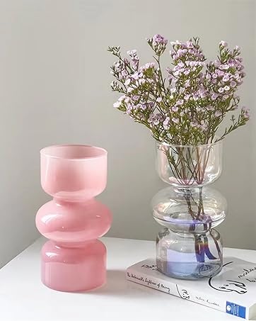 oem/odm services jspyfits glass hydroponic flower vase, 7 inches colored glass bubble vase for flower, three-layer glass funky vase for home/office/weddings/party table flower decor (milky green) affordable bulk deals