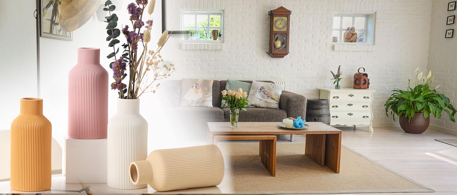 oem/odm services white ceramic flower vase, minimalist modern home decor, small pampas grass vases for table, shelf bookshelf, mantel, entryway and centerpieces (8 in) affordable bulk deals