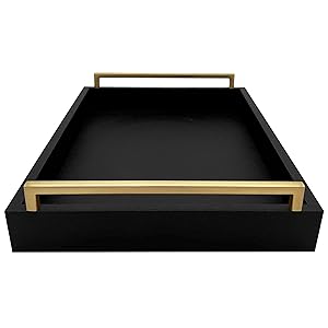 wholesale direct decorative coffee table tray - ottoman tray - breakfast, drinks, liquor serving platter - from farmhouse to modern - matte finish - champagne gold handles - loden green bulk purchase at factory prices