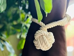 bulk purchase 4 pack navy blue outdoor curtain tiebacks rope, natural cotton curtain holders, village rural rustic curtain holdbacks, farmhouse nautical curtain rope tie back for drapery patio factory discount