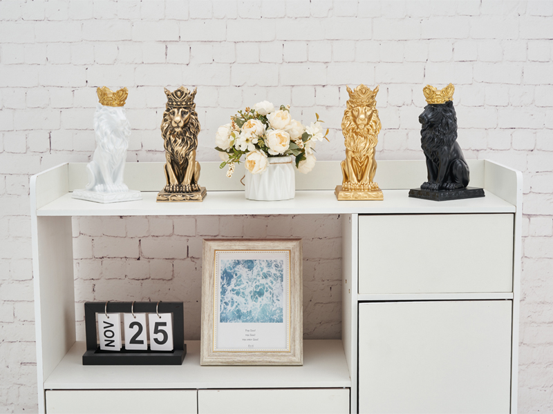 dropship from factory lion statue decor 9 inch resin, cool lion stuff to put on shelves, antique gold decor accent crown lion statue man home office desk table shelf decoration, men father leo lion gift mass production supply