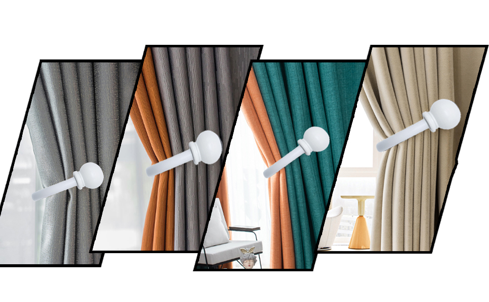 bulk purchase metal decorative curtain holdbacks, wall mounted window tiebacks draperies for bedroom, living room, office come with screws, set of 2, white factory discount