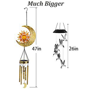 producer to buyer jyps sun moon solar wind chimes for outside crackle glass ball waterproof wind chimes outdoor clearance deep tone garden decor birthday unique gifts for women mom grandma windchimes gardening discounted pricing