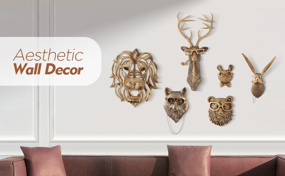 factory direct uitwmktg gold animal head wall decor wall sculpture home decor statue for living room office bedroom modern decor for men women deer volume discount