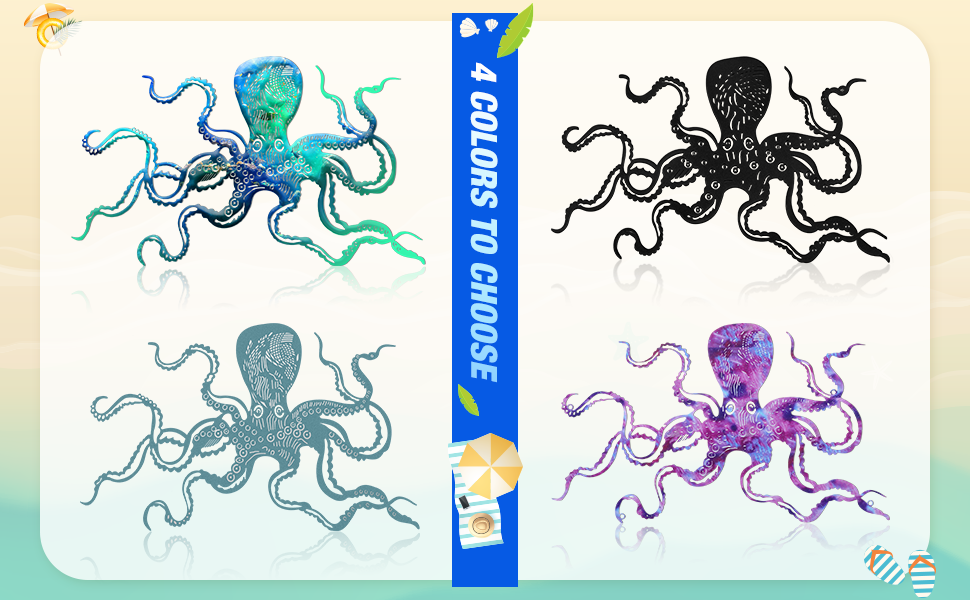 factory direct zhengmy octopus metal wall art decor 18 x 11 inch extra large octopus wall hanging sculpture nautical beach ocean theme home wall decor(ocean blue) volume discount