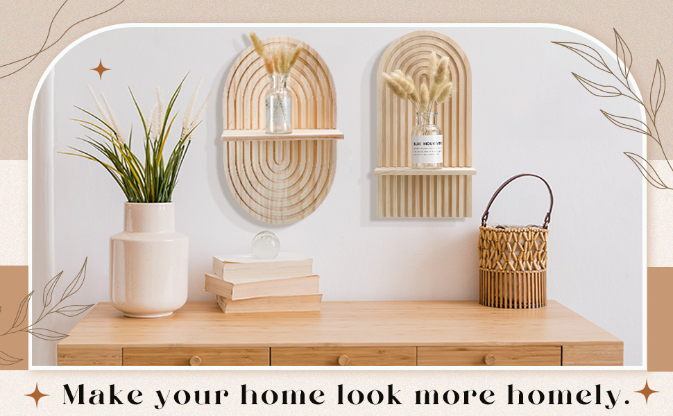 bulk purchase tatuo 2 pieces boho wooden rainbow wall shelves bohemian hanging shelf wall mount book shelf for living room bathroom bedroom classroom office nursery wall decor (classic) trade price