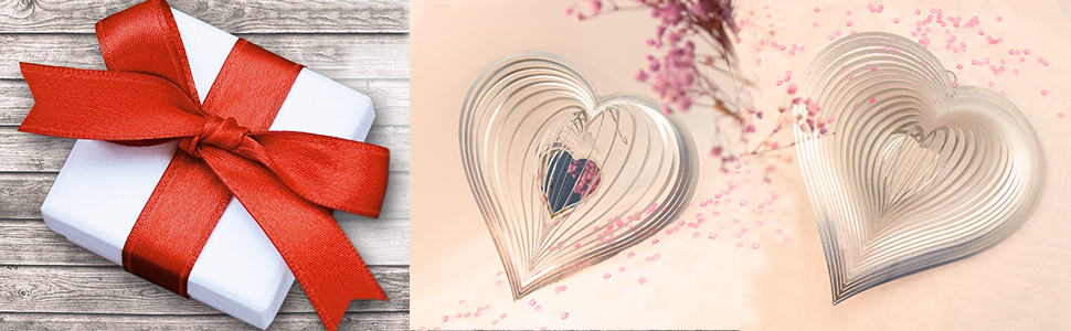 producer to buyer djuan wind spinner outdoor metal decorations,silver heart wind spinners for yard and garden,stainless steel wind chimes for outside decor,birthday gifts for mom,mother's day,aunt gifts discounted pricing