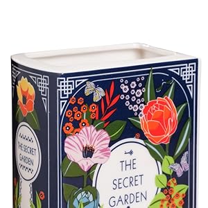 oem/odm services ceramic book vase for flowers, book flower vase for home decor, cute bookshelf decor, book lovers gifts, unique home/bedroom/office accent (small - secret garden) affordable bulk deals