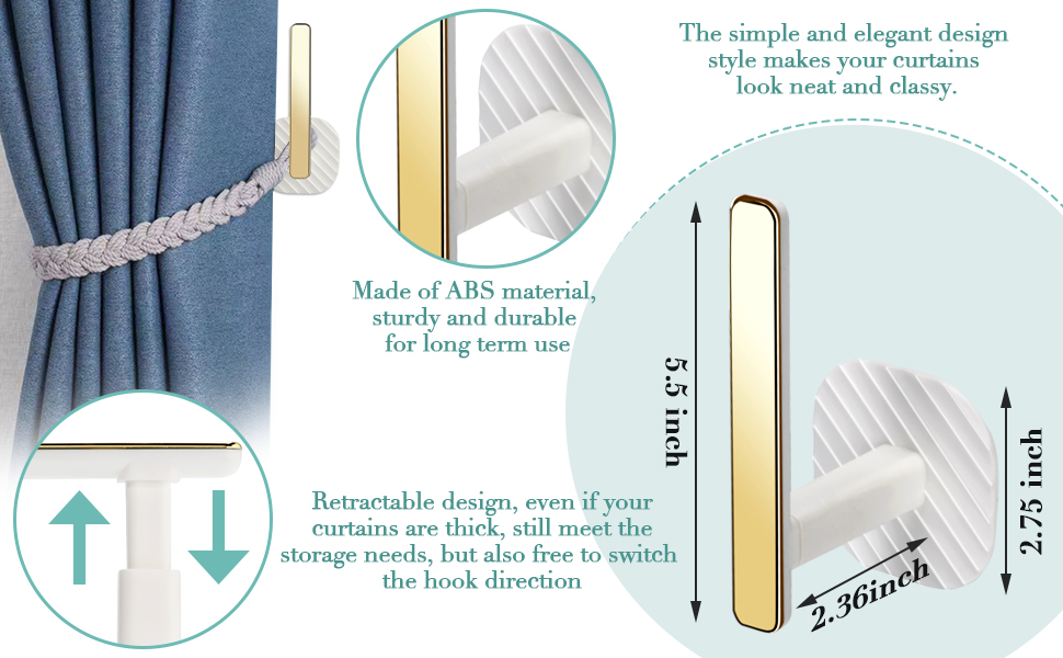 bulk purchase 2pcs gold curtain holders self adhesive curtain tieback l shaped wall mounted hook drapery curtain tiebacks window treatment holdbacks for home and cafe balcony decorative curtain drapery factory discount