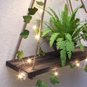 bulk purchase richer house artificial ivy led-strip wall hanging shelves set of 2, macrame shelf for bedroom bathroom living room kitchen, wood hanging plant shelves for wall décor trade price