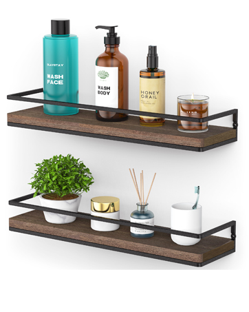 bulk purchase meangood floating shelves wall mounted set of 2, rustic wood wall storage shelves for bedroom,living room,bathroom, kitchen torched wood trade price