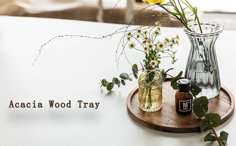 wholesale direct 11.5 inches candle holder tray home decor, round wood tray for coffee table, small wooden serving tray, decorative trays for home decor bulk purchase at factory prices
