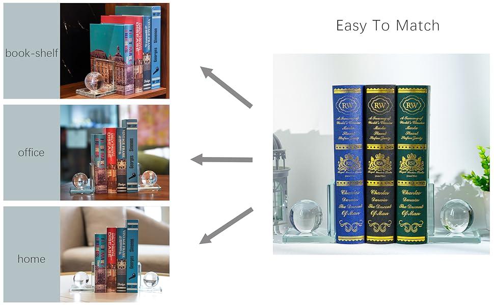 supplier direct 1 pair crystal bookends with crystal ball decorative ornaments,l shape non-skid sturdy book ends for heavy books,book holder stopper for shelf office home (4inch,clear) wholesale prices