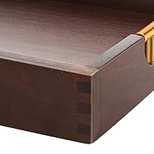 wholesale direct joy&grace acacia wooden serving tray with metal handles 16.8 x 12.8 inch ottoman tray for living room coffee table large wood decorative tray color brown bulk purchase at factory prices